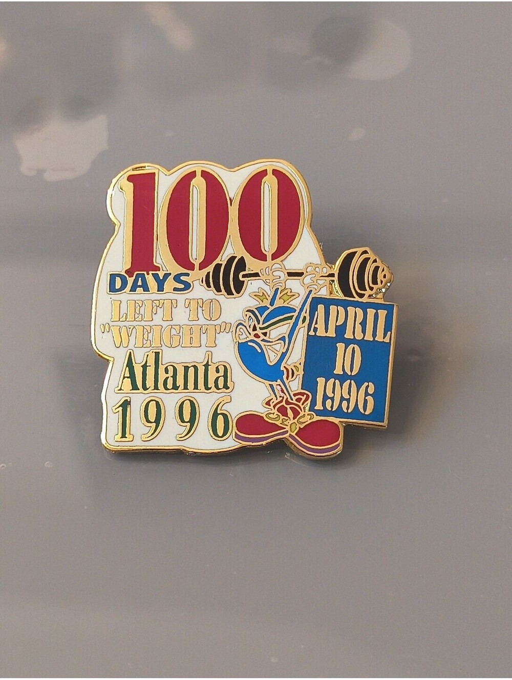 Vintage Brooch Tie Pin Olympics 1996 Atlanta 060 Excellent Enamel 100 Days Left